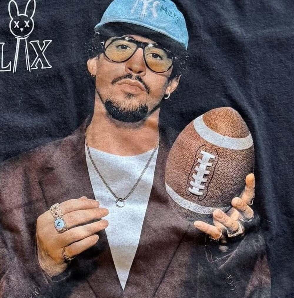 Bad Bunny Graphic T-Shirt Lx Black Football Superbowl  Merch